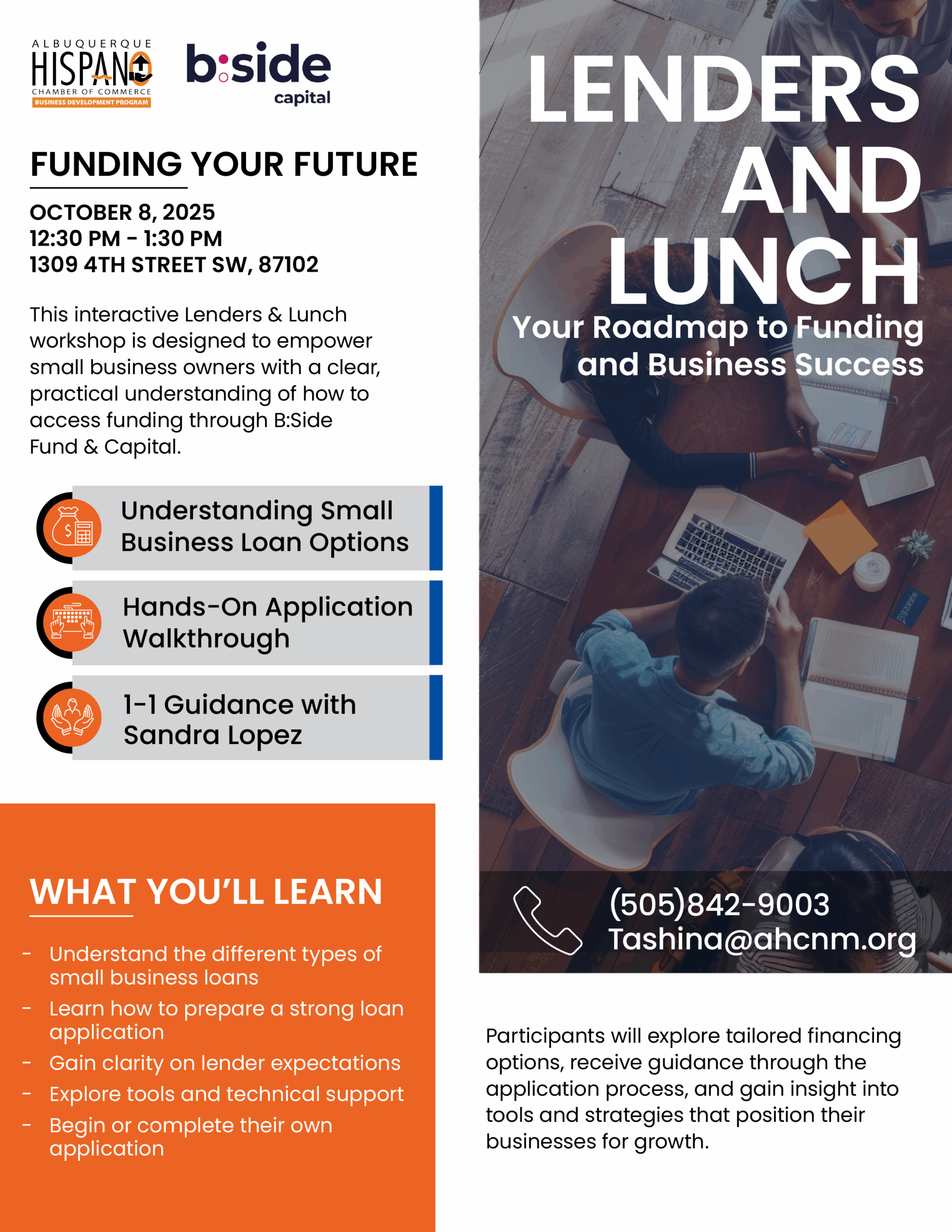Oct 8 Lenders and Lunch event | Resource Tool for Startup and Small Businesses in New Mexico